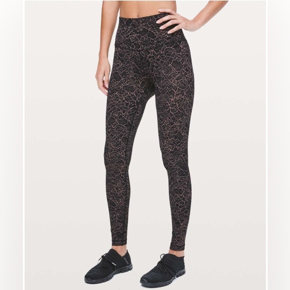 Lululemon Align Pant *Full Length 28" in Lacescape Spanish Rose Black - Picture 1 of 8